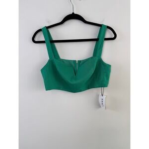 CIDER NWTs $20 Green Solid V-Wire Crop Tank Top Square Neckline Medium